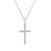 0.07ct 14k White Gold Diamond Cross Necklace